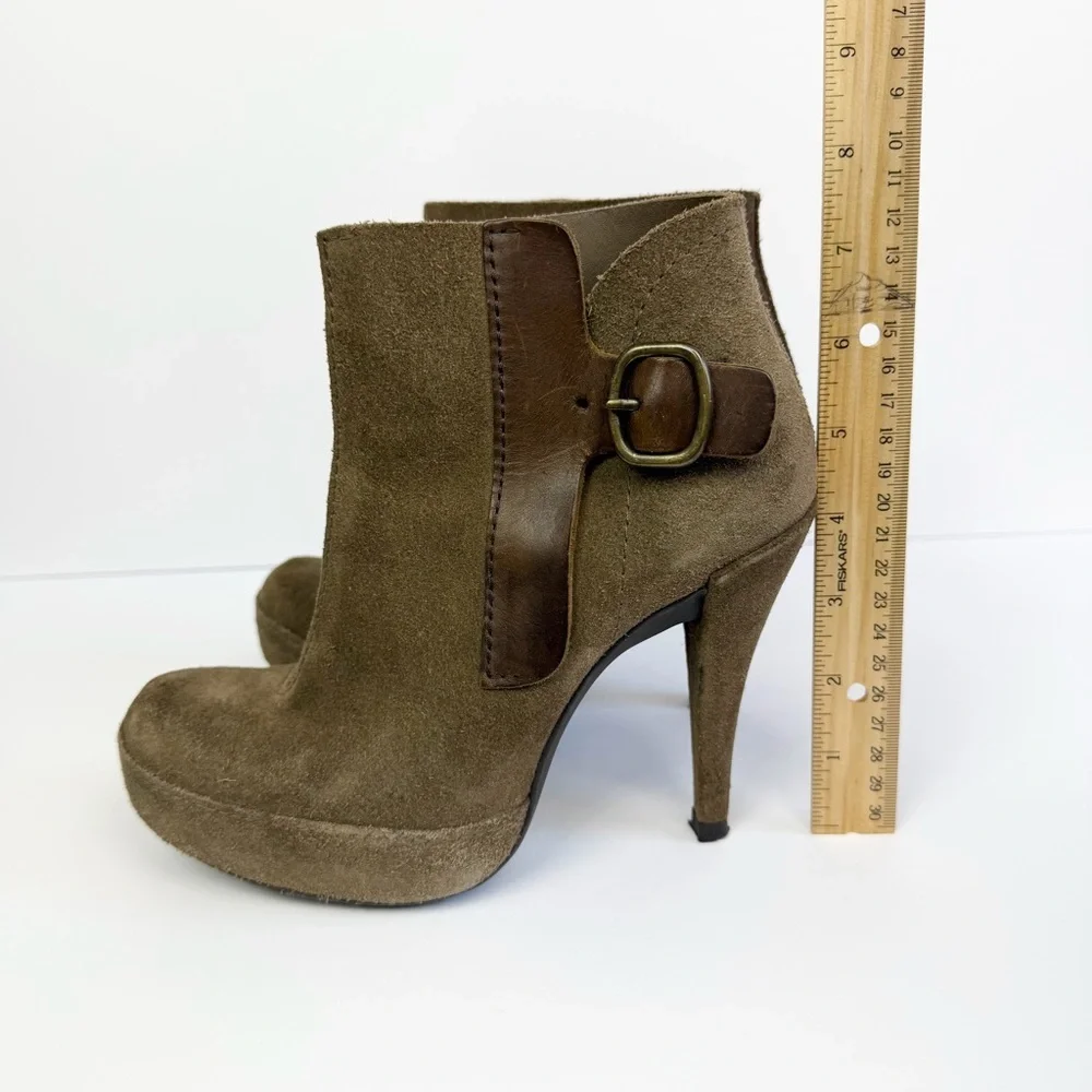 Pedro Garcia Charmy Ankle Boots Booties Suede Leather Platform Size 37.5 US 7.5